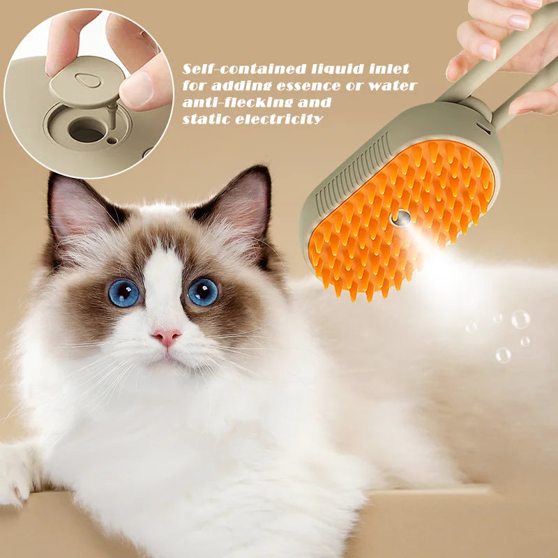 Electric Pet Brush - 3-in-1 Hair Removal, Massage & Spray Comb for Dogs and Cats