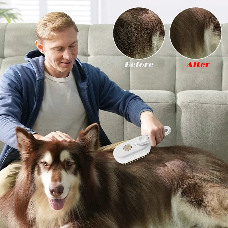 Electric Pet Brush - 3-in-1 Hair Removal, Massage & Spray Comb for Dogs and Cats